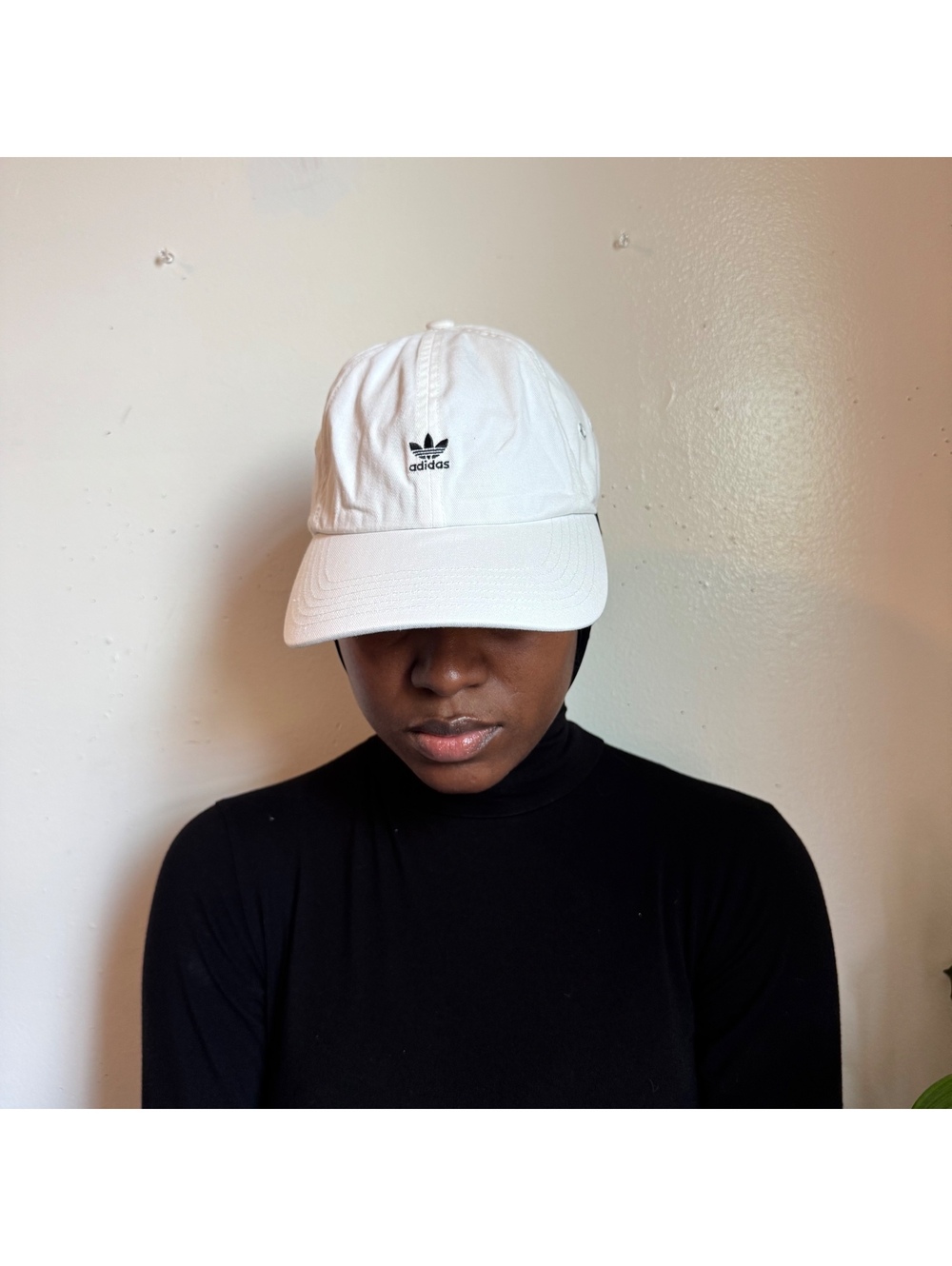 Vintage Adidas Originals Trefoil Mini Logo Dad Hat White Strapback Cap one size